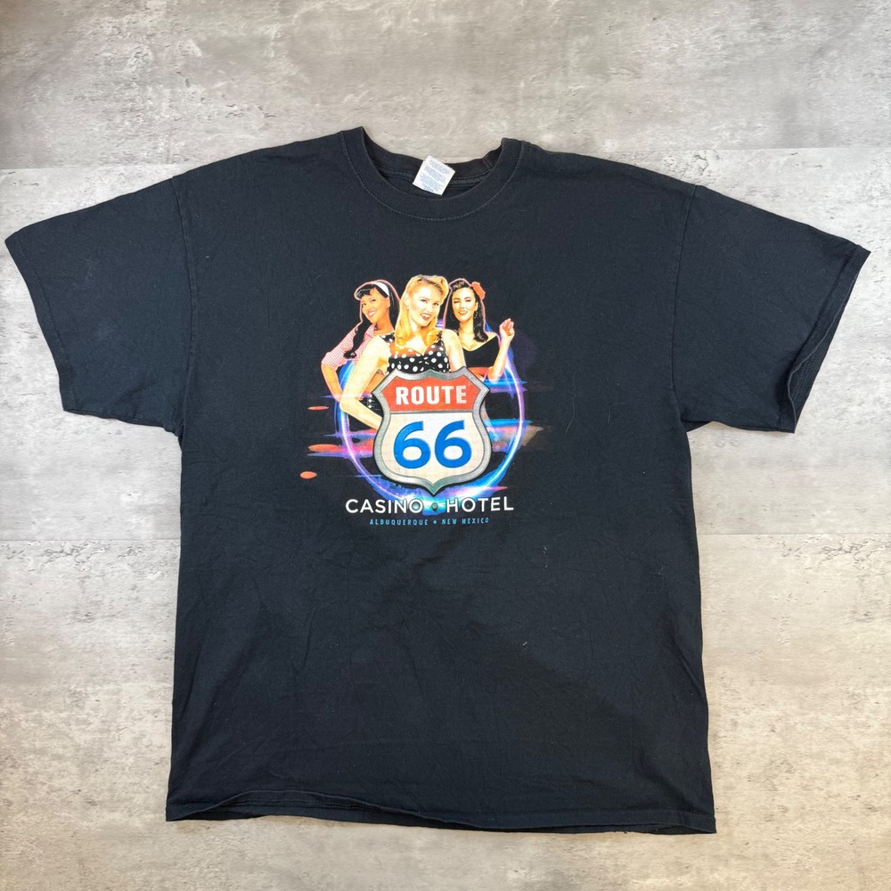 Port & Company Route 66 Casino Hotel Albuquerque NM Graphic T-Shirt Black XL